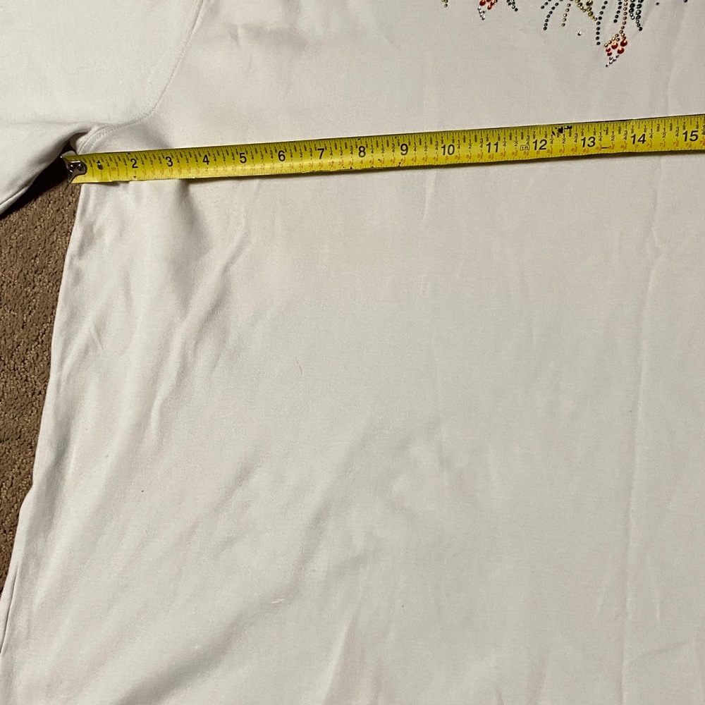 Vintage 3X White Embellished Short Sleeve Tee with Sequins Fairy Vibes - Picture 8 of 10